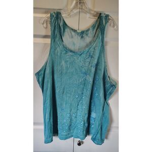 Vintage Disney Pooh Teal Tie Dye Dragonfly Tank Top - 24.5" Pit to Pit XXL